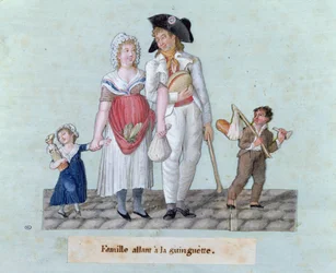 Familj på väg till "Guinguette"